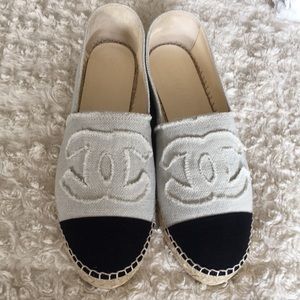Ivory and Black Chanel Espadrilles size 38